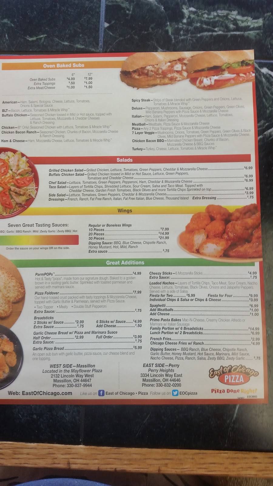 East of Chicago - Perry | restaurant | 3334 Lincoln Way E, Massillon, OH 44646, USA | 3308320200 OR +1 330-832-0200