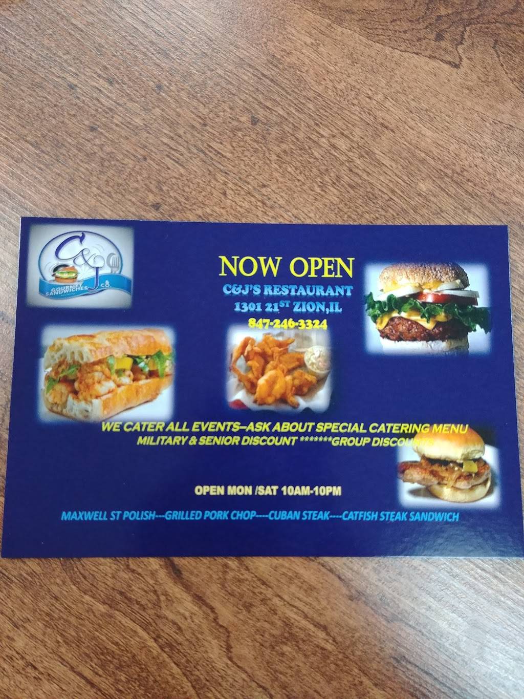 C&J Gourmet Sandwiches | restaurant | 1301 21st St, Zion, IL 60099, USA | 8472463324 OR +1 847-246-3324