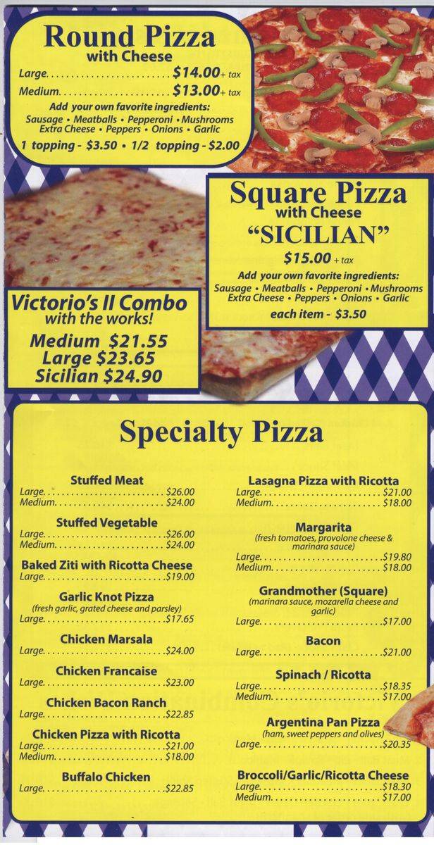 Victorio II Pizza | restaurant | 20 Bay Shore Rd, Bay Shore, NY 11706, USA | 6315865552 OR +1 631-586-5552
