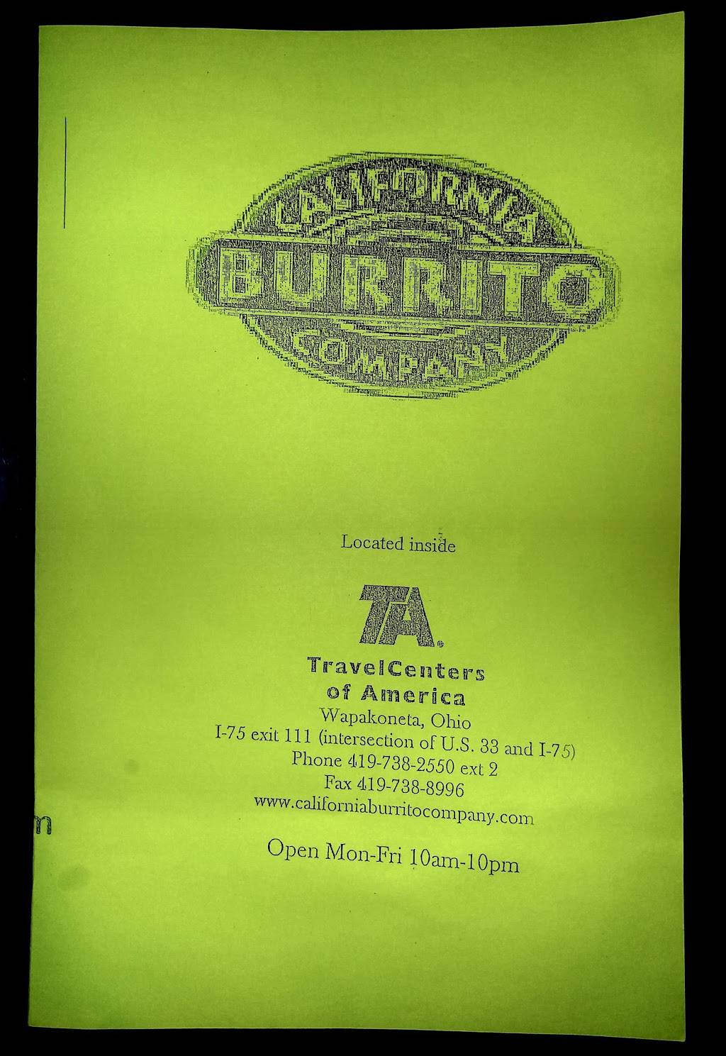 California Burrito Company | restaurant | 1775 Bellefontaine St, Wapakoneta, OH 45895, USA | 4197382550 OR +1 419-738-2550