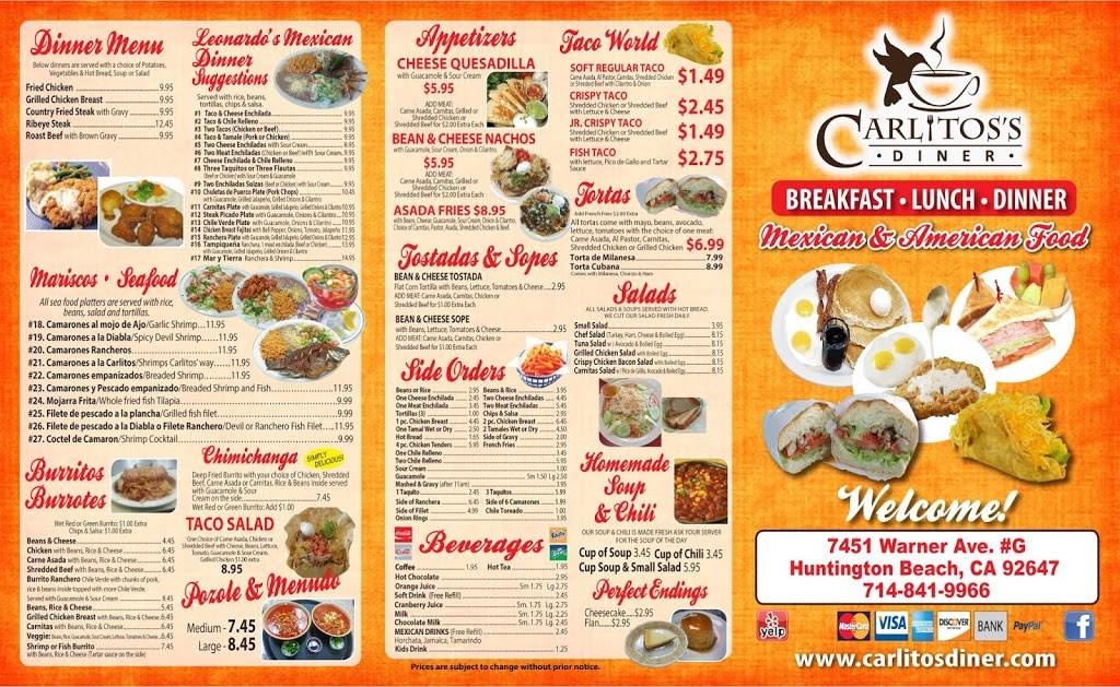 Carlitos Diner | restaurant | 7451 Warner Ave G, Huntington Beach, CA 92647, USA | 7148419966 OR +1 714-841-9966