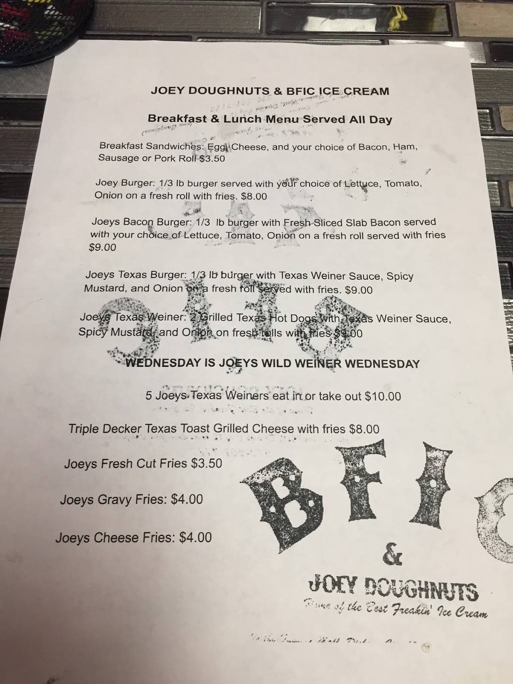 B f i c & joey doughnuts | restaurant | 225 Scranton Carbondale Hwy, Scranton, PA 18508, USA | 5705077182 OR +1 570-507-7182