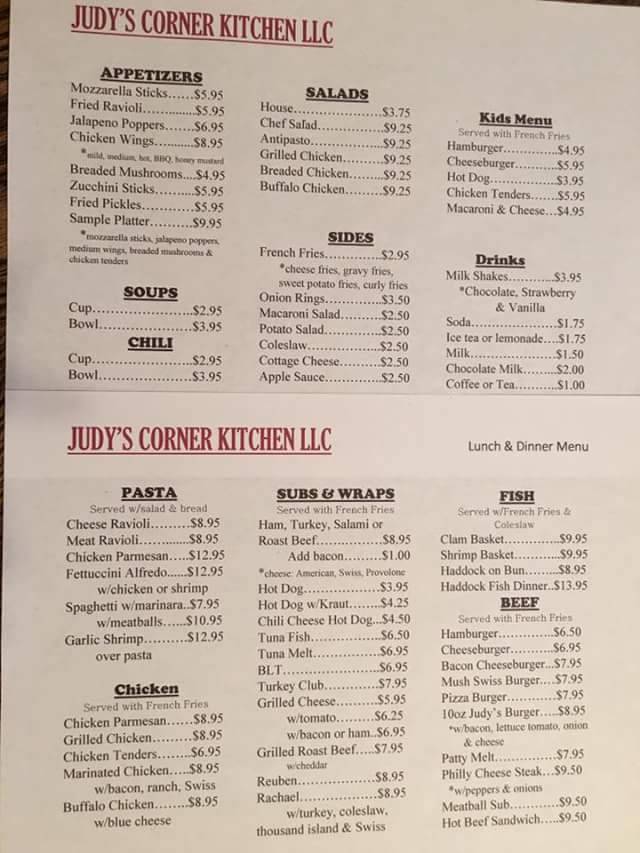 Judys Corner Kitchen Restaurant | restaurant | 1714 NY-8, Mt Upton, NY 13809, USA | 6077648426 OR +1 607-764-8426