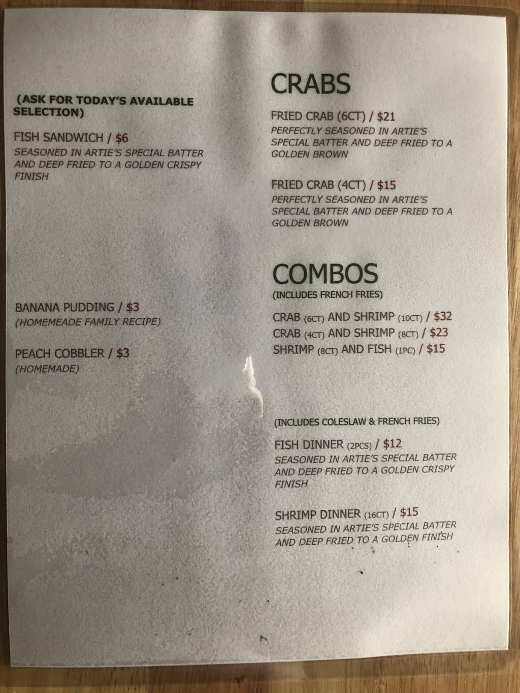 Arties Seafood Restaurant | restaurant | 109 Hamilton St, Folkston, GA 31537, USA | 9124963993 OR +1 912-496-3993