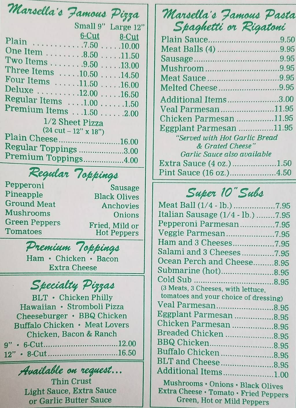 Marsellas Pizza | restaurant | 7425 York Rd, Parma, OH 44130, USA | 4408888400 OR +1 440-888-8400