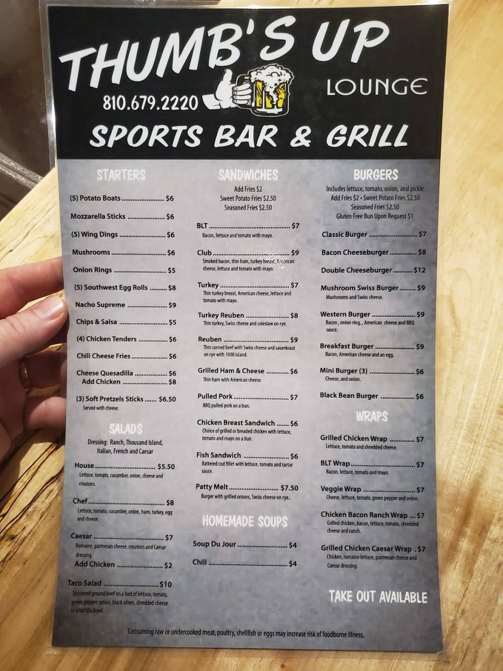 Thumbs Up Sports Bar and Grill | restaurant | 73 S Howard Ave, Croswell, MI 48422, USA | 8106792220 OR +1 810-679-2220
