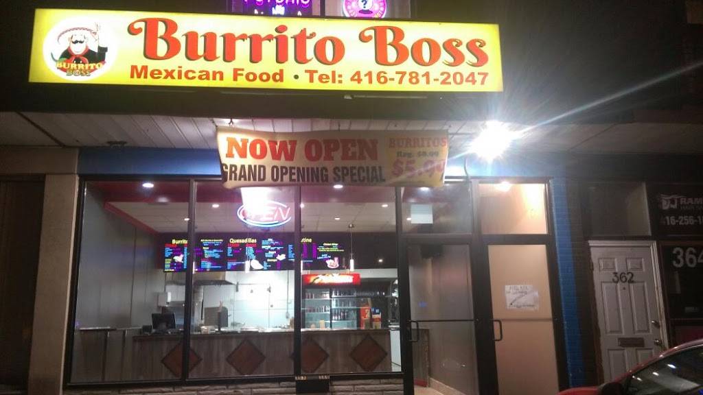 Burrito Boss | restaurant | 358 Marlee Ave, North York, ON M6B 3H8, Canada | 4167812047 OR +1 416-781-2047