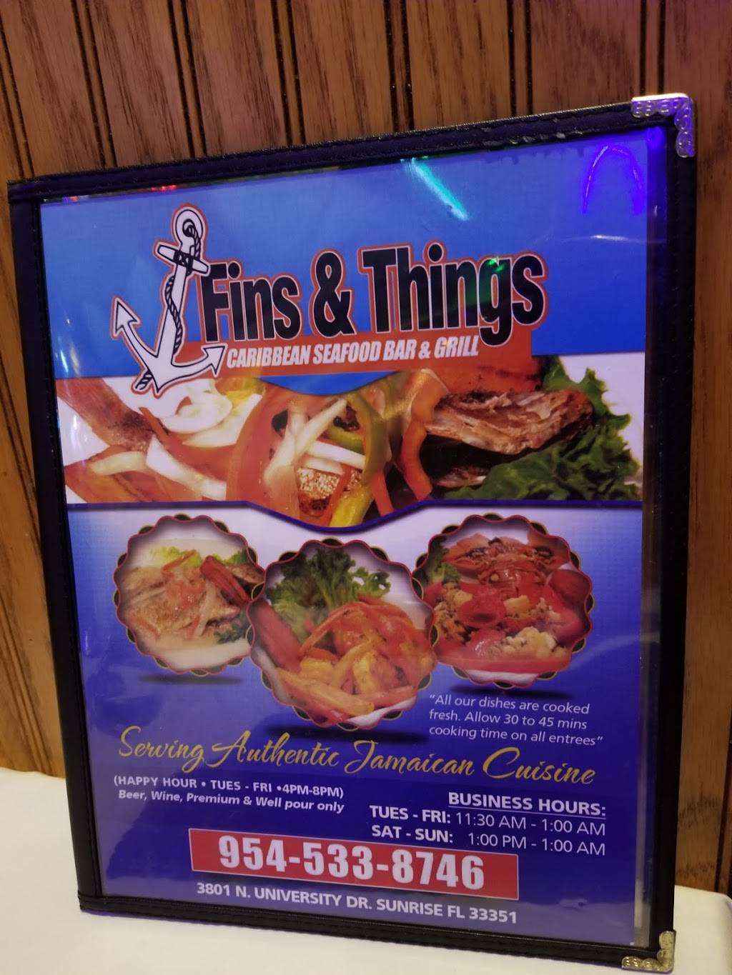 Fins & Things Bar & Grill | restaurant | 3801 N University Dr, Sunrise, FL 33351, USA | 9545338746 OR +1 954-533-8746
