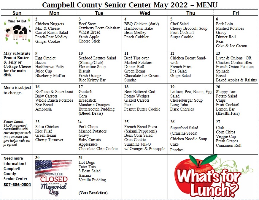 Campbell County Senior Center | restaurant | 701 Stocktrail Ave, Gillette, WY 82716, USA | 3076860804 OR +1 307-686-0804