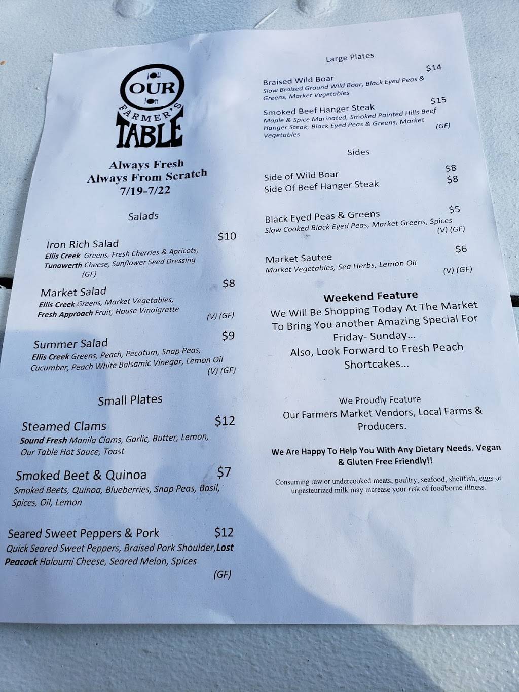 Our Farmers Table | restaurant | 700 Capitol Way N, Olympia, WA 98501, USA | 3609326030 OR +1 360-932-6030