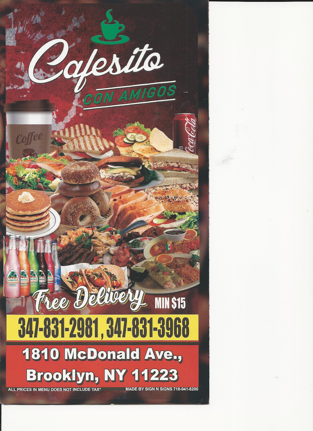 Cafesito Mexicano Deli | restaurant | 1810 McDonald Ave, Brooklyn, NY 11223, USA | 3478312981 OR +1 347-831-2981
