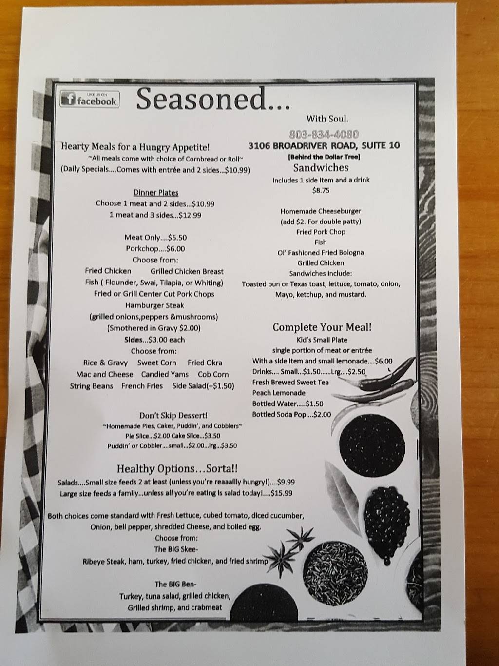 Seasoned with Soul... | restaurant | 3106 Broad River Rd Suite 10, Columbia, SC 29210, USA | 8038344080 OR +1 803-834-4080