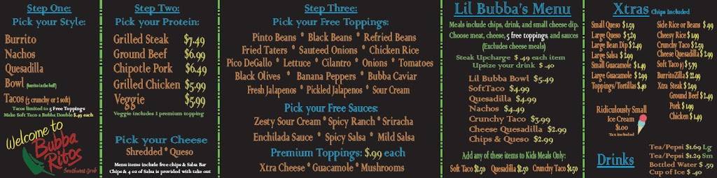 Bubba Ritos | restaurant | 2276 US-431, Boaz, AL 35957, USA | 2562816070 OR +1 256-281-6070
