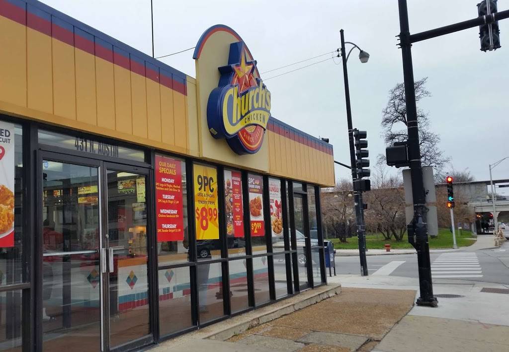 Churchs Chicken | restaurant | 431 N Austin Blvd, Chicago, IL 60644, USA | 7732610419 OR +1 773-261-0419
