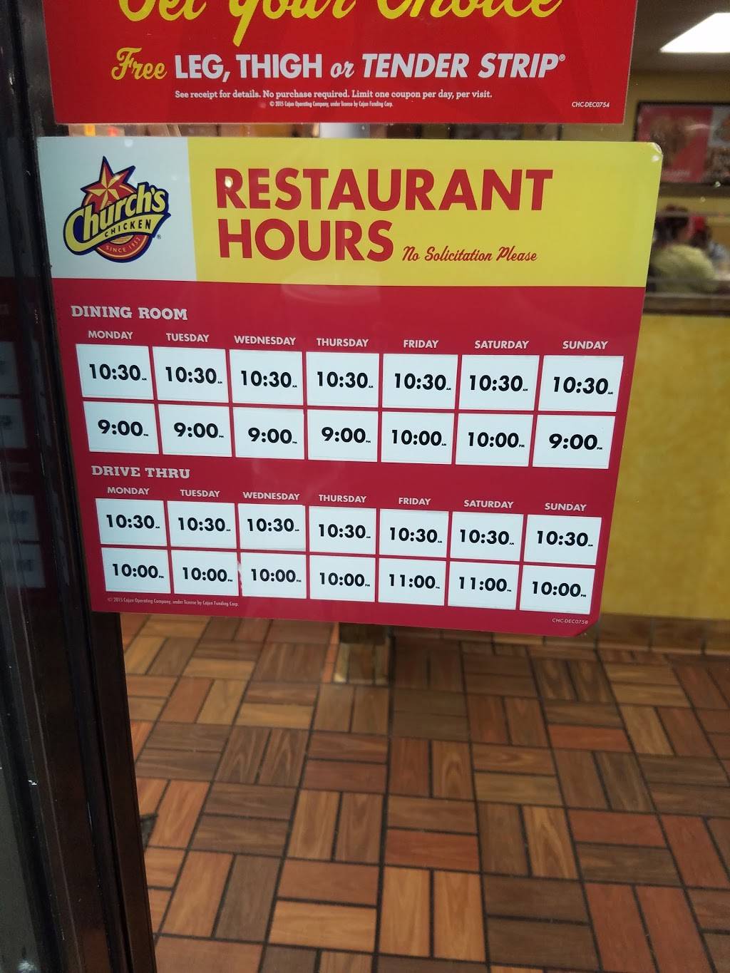 Churchs Chicken | restaurant | 4901 Greenwood Dr, Corpus Christi, TX 78416, USA | 3618528707 OR +1 361-852-8707