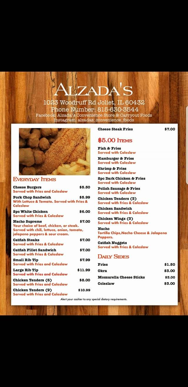 ALZADAS Convenient & Carryout Foods | restaurant | 1023 Woodruff Rd, Joliet, IL 60432, USA | 8156303544 OR +1 815-630-3544