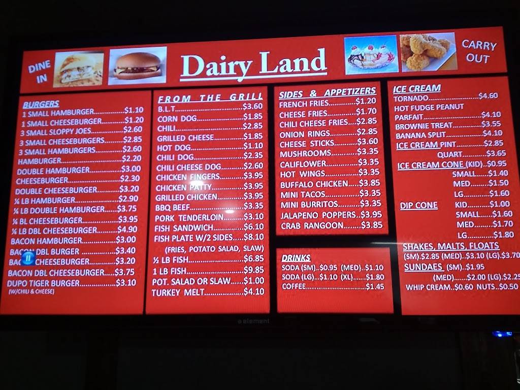Dairy Land | restaurant | 501 S Main St, Dupo, IL 62239, USA | 6182863970 OR +1 618-286-3970