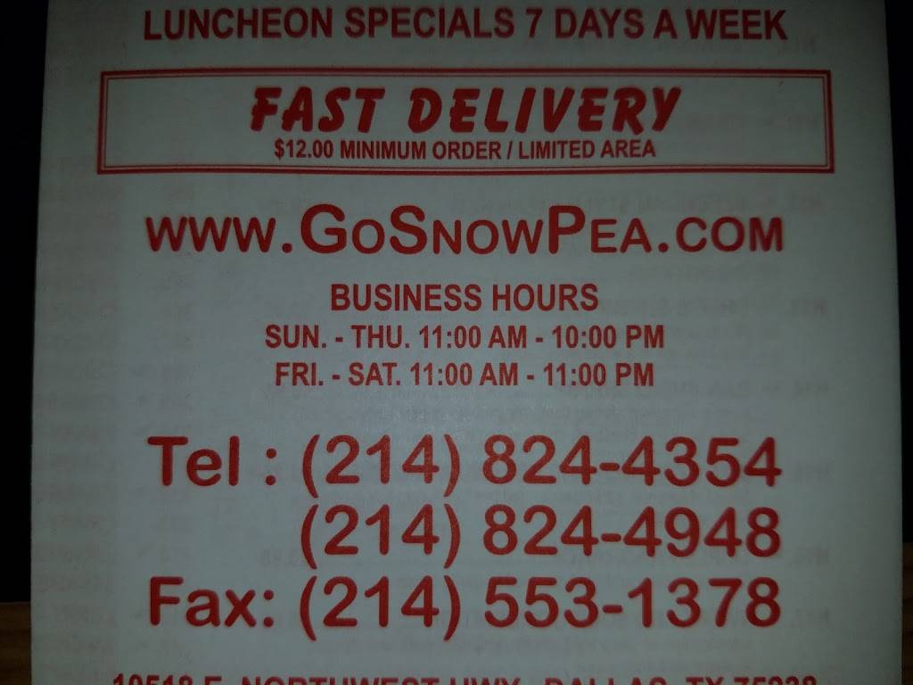 Snow Pea | restaurant | 4833, 10518 Northwest Hwy, Dallas, TX 75238, USA | 2148244354 OR +1 214-824-4354
