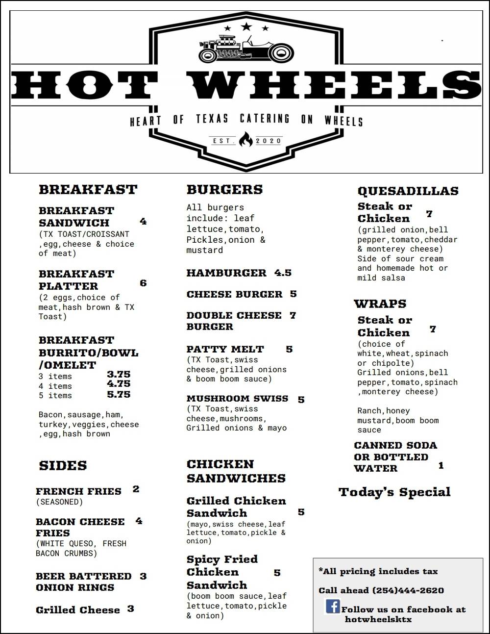 Hot Wheels Food Truck | restaurant | 777 N Twin Creek Dr, Killeen, TX 76543, USA | 2544442620 OR +1 254-444-2620