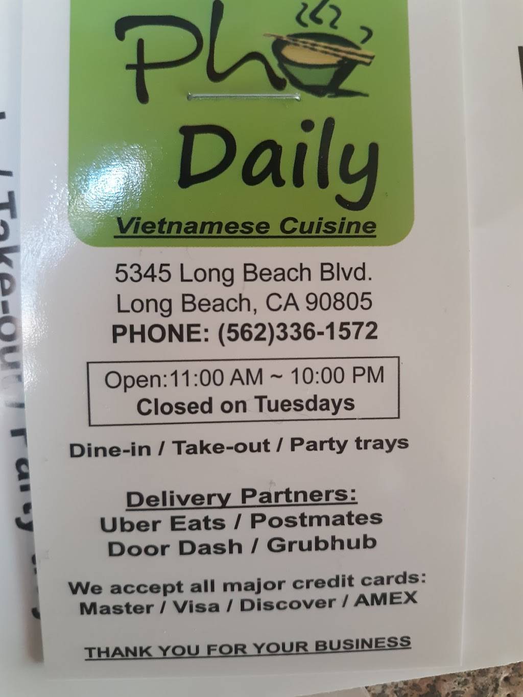 Pho Daily | restaurant | 5345 Long Beach Blvd, Long Beach, CA 90805, USA | 5623361572 OR +1 562-336-1572