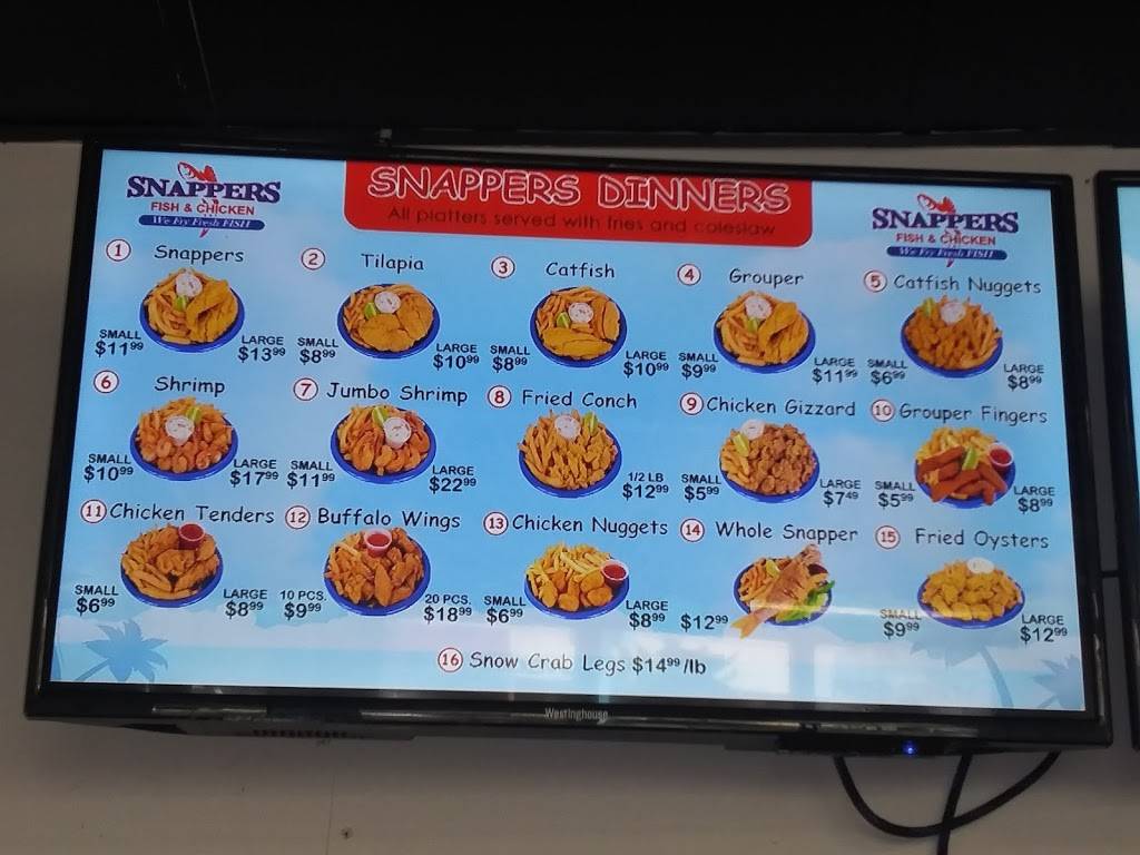 Snappers Fish & Chicken | restaurant | 3210 Central Ave, St. Petersburg, FL 33712, USA | 7273296840 OR +1 727-329-6840