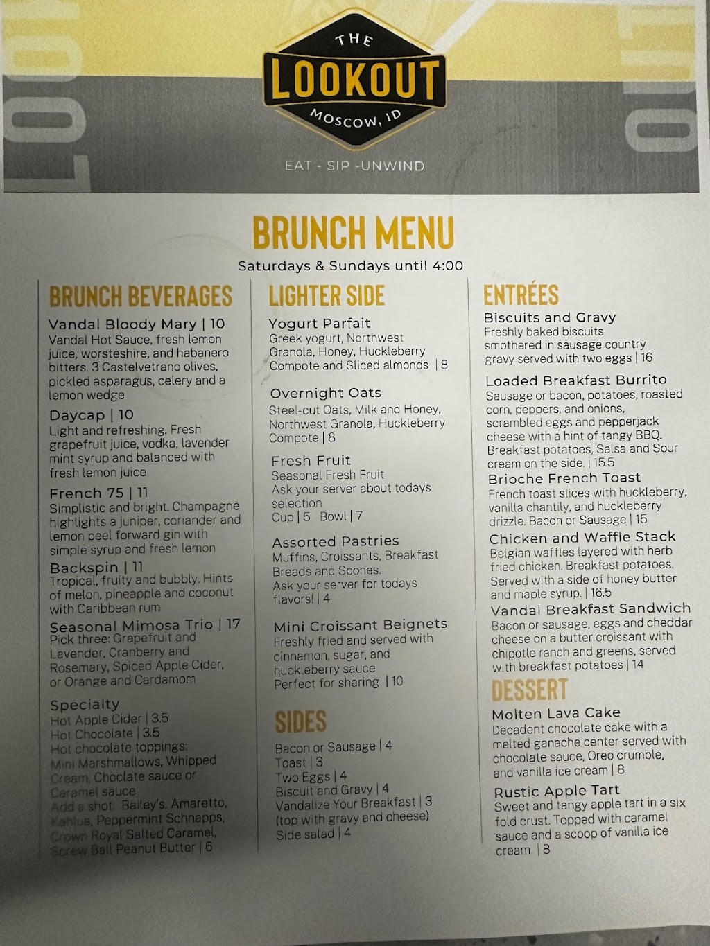 The Lookout Restaurant and Bar | restaurant | 1215 Nez Perce Dr, Moscow, ID 83844, USA | 2088851274 OR +1 208-885-1274