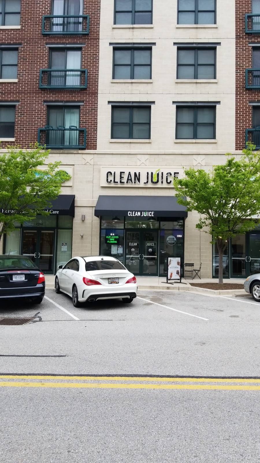 Clean Juice | restaurant | 1706 Whetstone Way, Baltimore, MD 21230, USA | 4434384669 OR +1 443-438-4669
