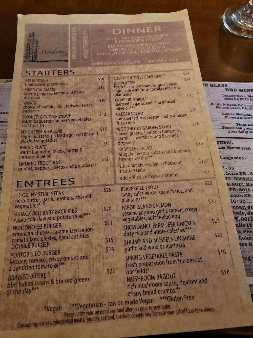 Woodnotes Grille | restaurant | 5340 NY-28, Mt Tremper, NY 12457, USA | 8456882828 OR +1 845-688-2828