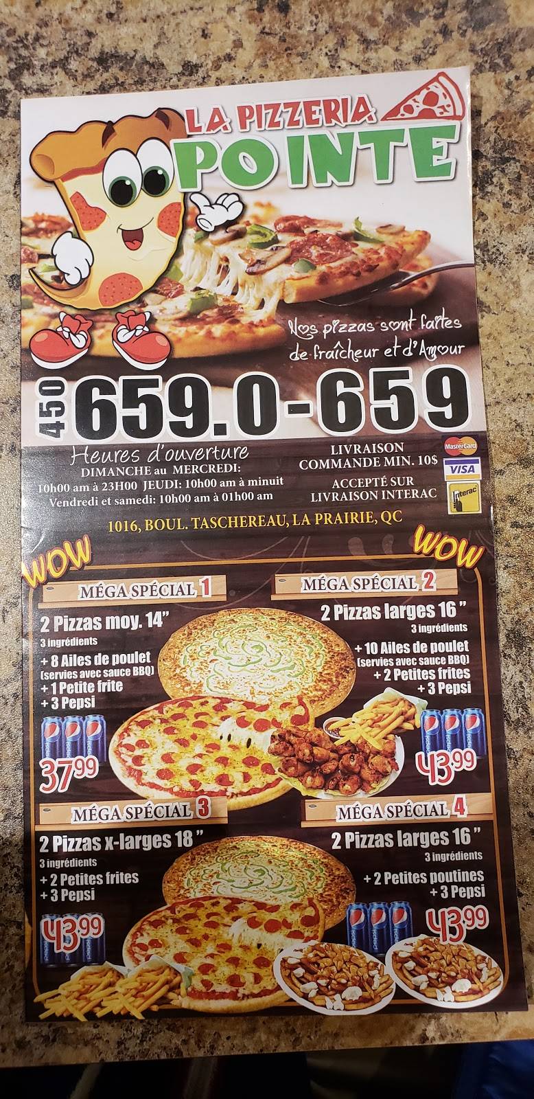 La Pizzeria Pointe | restaurant | 1016 Boulevard Taschereau, La Prairie, QC J5R 1W6, Canada | 4506590659 OR +1 450-659-0659