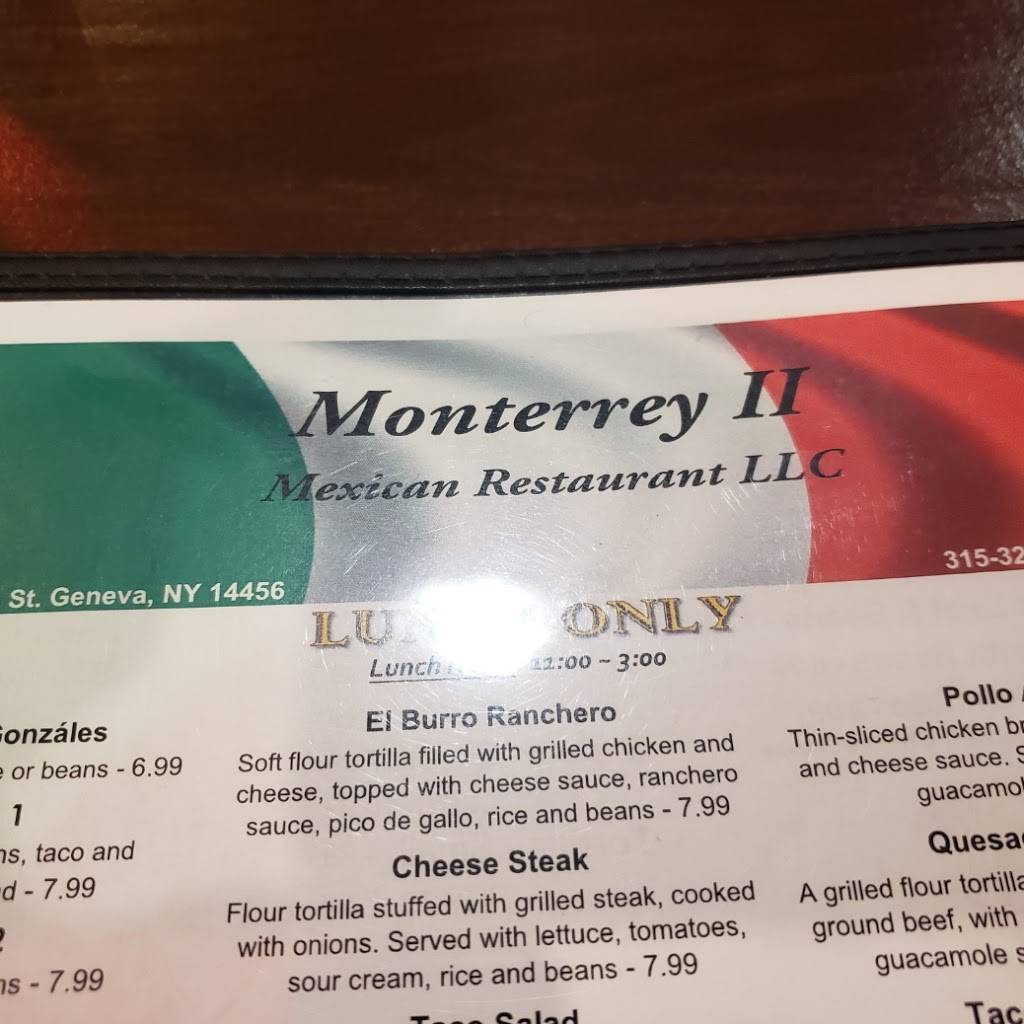 Monterrey II Mexican Restaurant LLC | restaurant | 315 Hamilton St, Geneva, NY 14456, USA | 3153254673 OR +1 315-325-4673