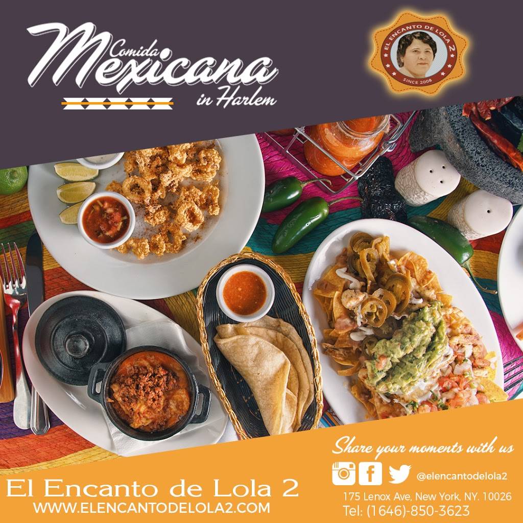 El Encanto De Lola 2 | restaurant | 175 Lenox Ave, New York, NY 10026, USA | 6468503623 OR +1 646-850-3623