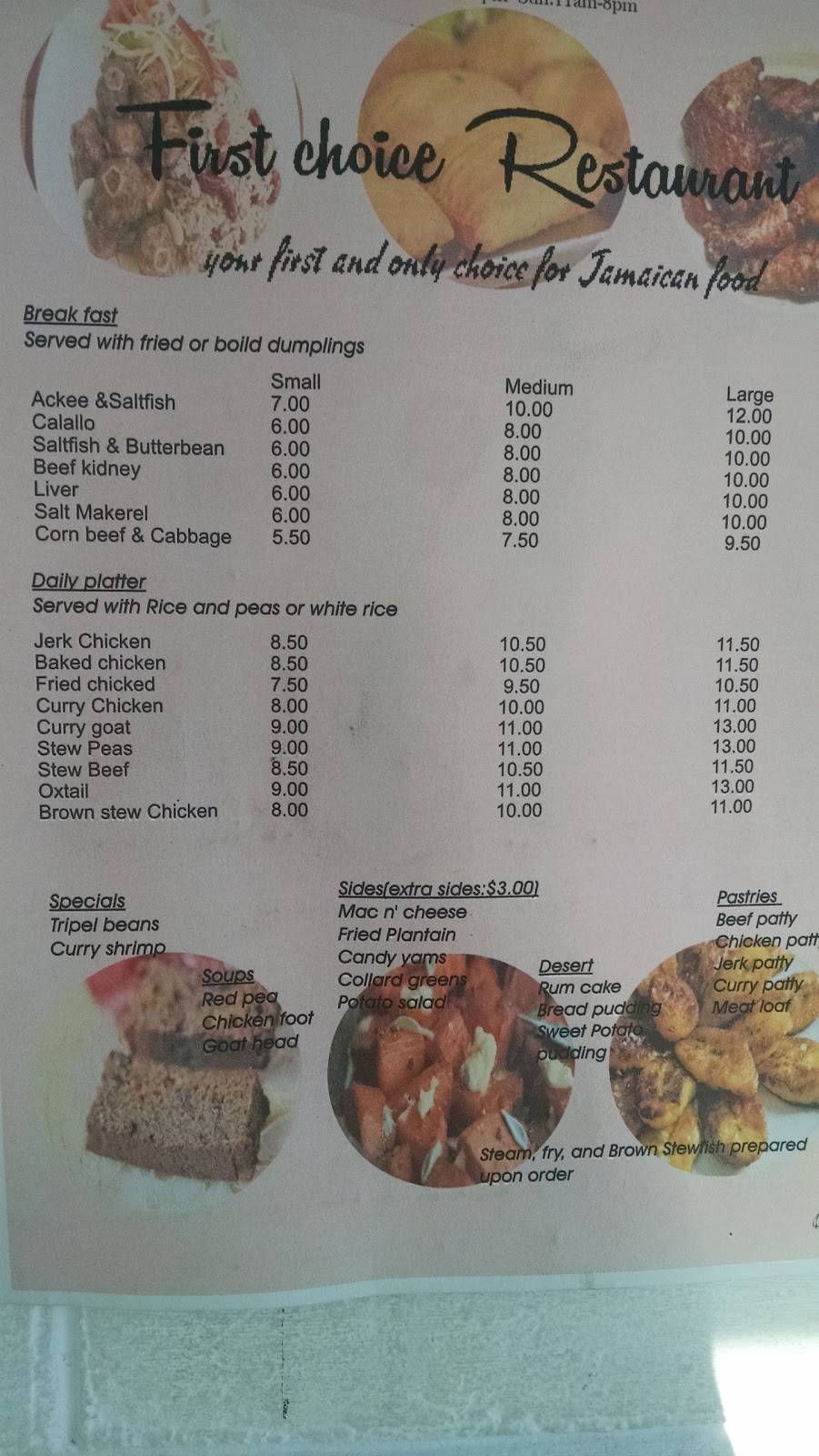 First Choice Restaurant | restaurant | 600 John F Kennedy Way A, Willingboro, NJ 08046, USA | 6098771022 OR +1 609-877-1022