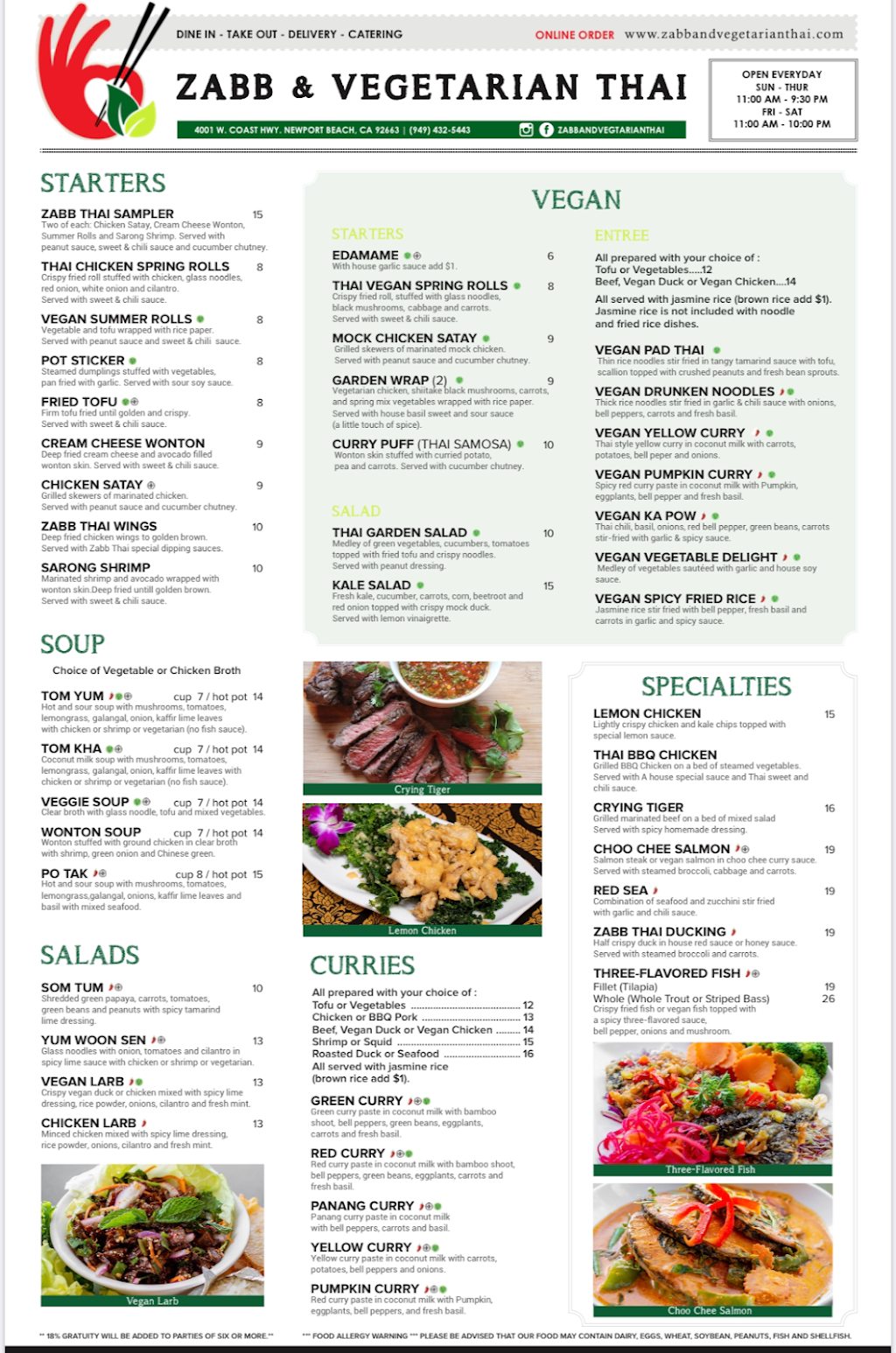 Zabb and Vegetarian Thai | restaurant | 4001 West Coast Hwy, Newport Beach, CA 92663, USA | 9494325443 OR +1 949-432-5443