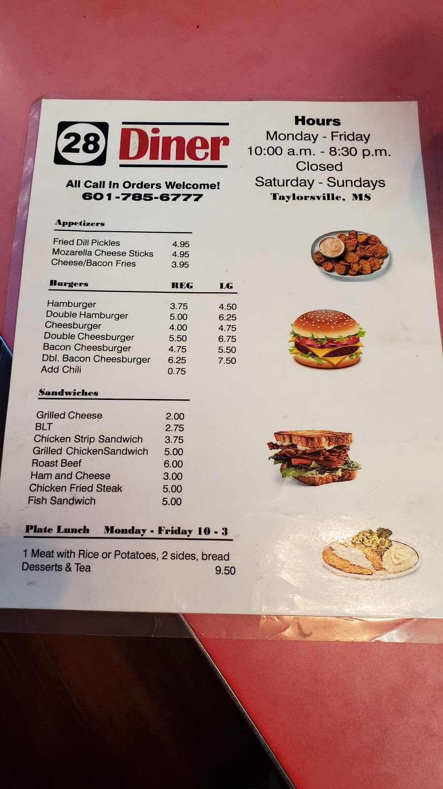 28 Diner | restaurant | 210 MS-28, Taylorsville, MS 39168, USA | 6017856777 OR +1 601-785-6777