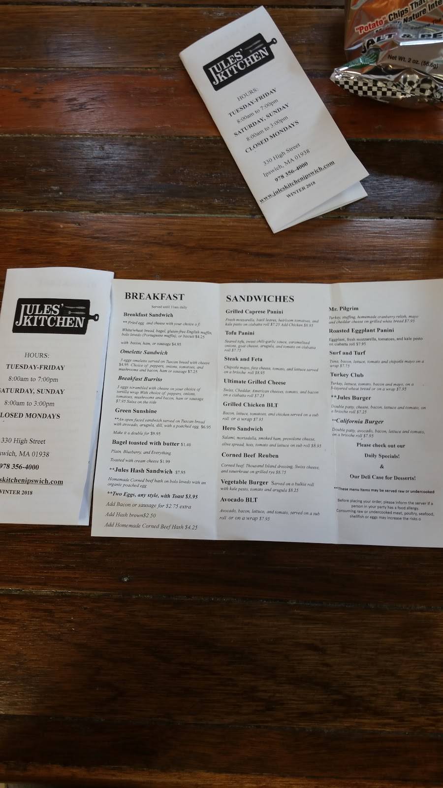 Jules Kitchen | restaurant | 330 High St, Ipswich, MA 01938, USA | 9783564000 OR +1 978-356-4000