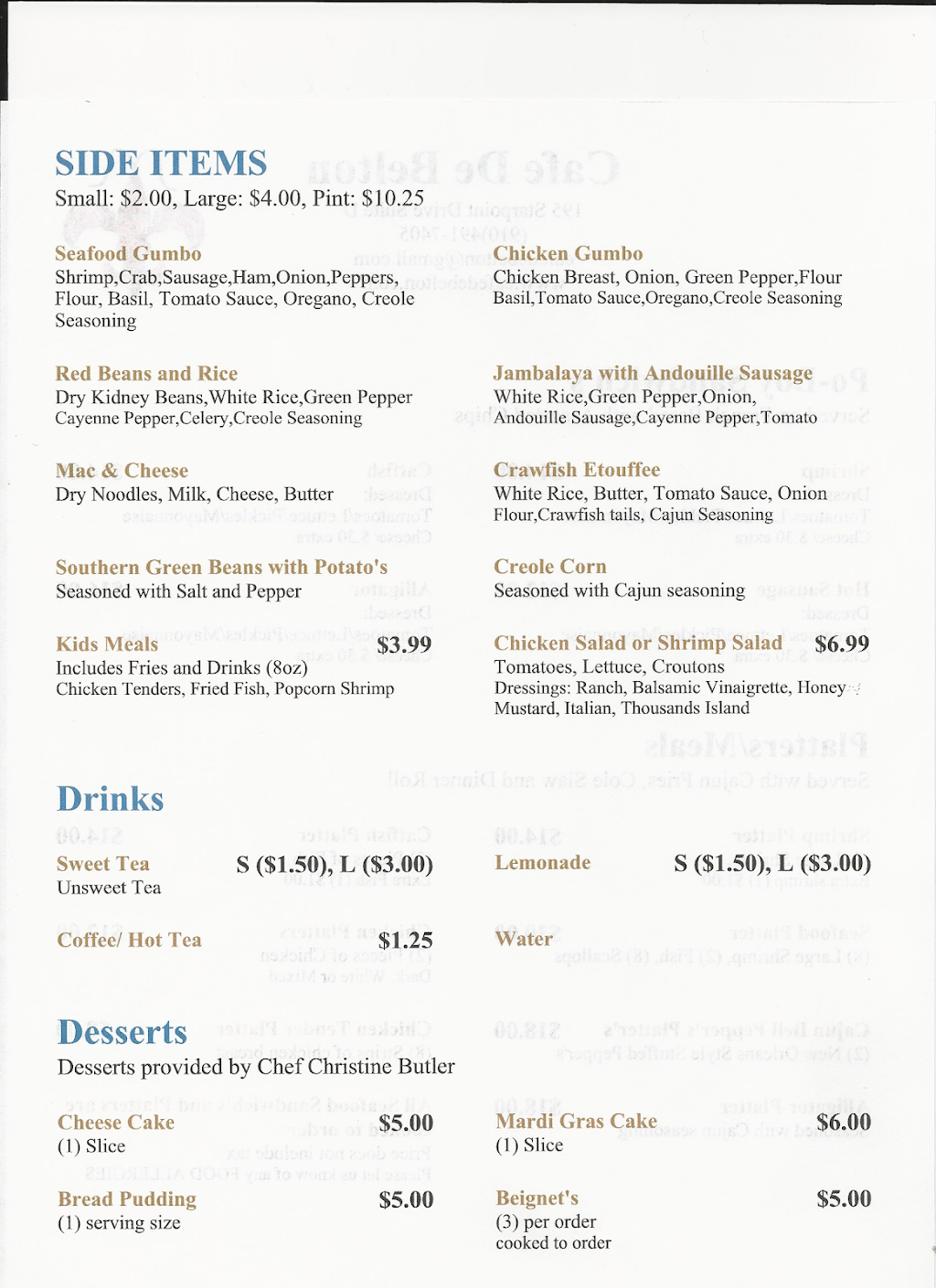 Cafe De Belton | restaurant | 195 Starpoint Dr suite d, Fayetteville, NC 28303, USA | 9105274061 OR +1 910-527-4061