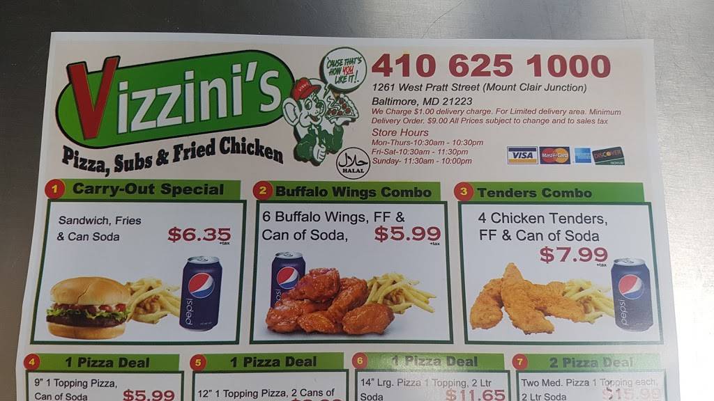 Vizzinis Pizza | restaurant | 1261 W Pratt St, Baltimore, MD 21223, USA | 4106251000 OR +1 410-625-1000