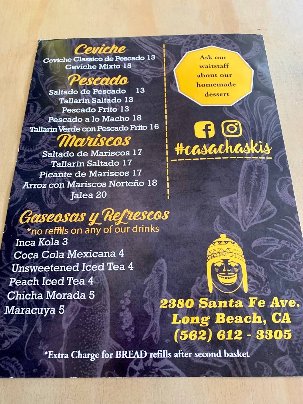 Casa Chaskis | restaurant | 2380 Santa Fe Ave, Long Beach, CA 90810, USA | 5626123305 OR +1 562-612-3305