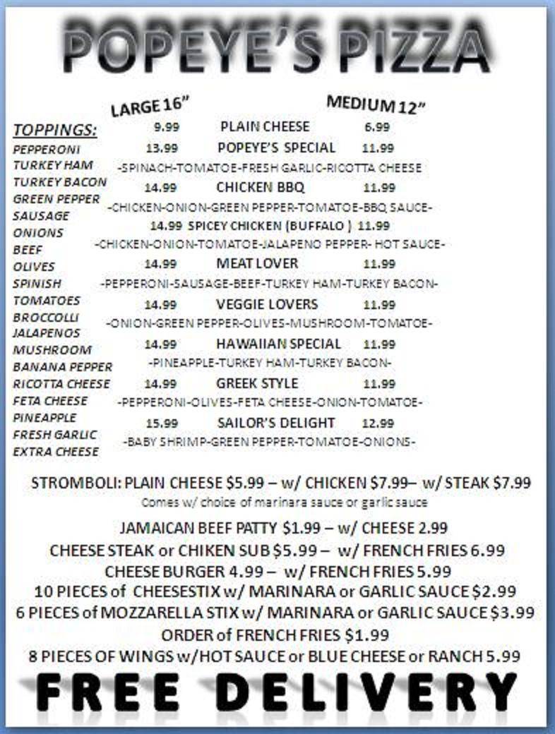 Popeyes Pizza | meal delivery | 118 S Belvidere St, Richmond, VA 23220, USA | 8047161460 OR +1 804-716-1460