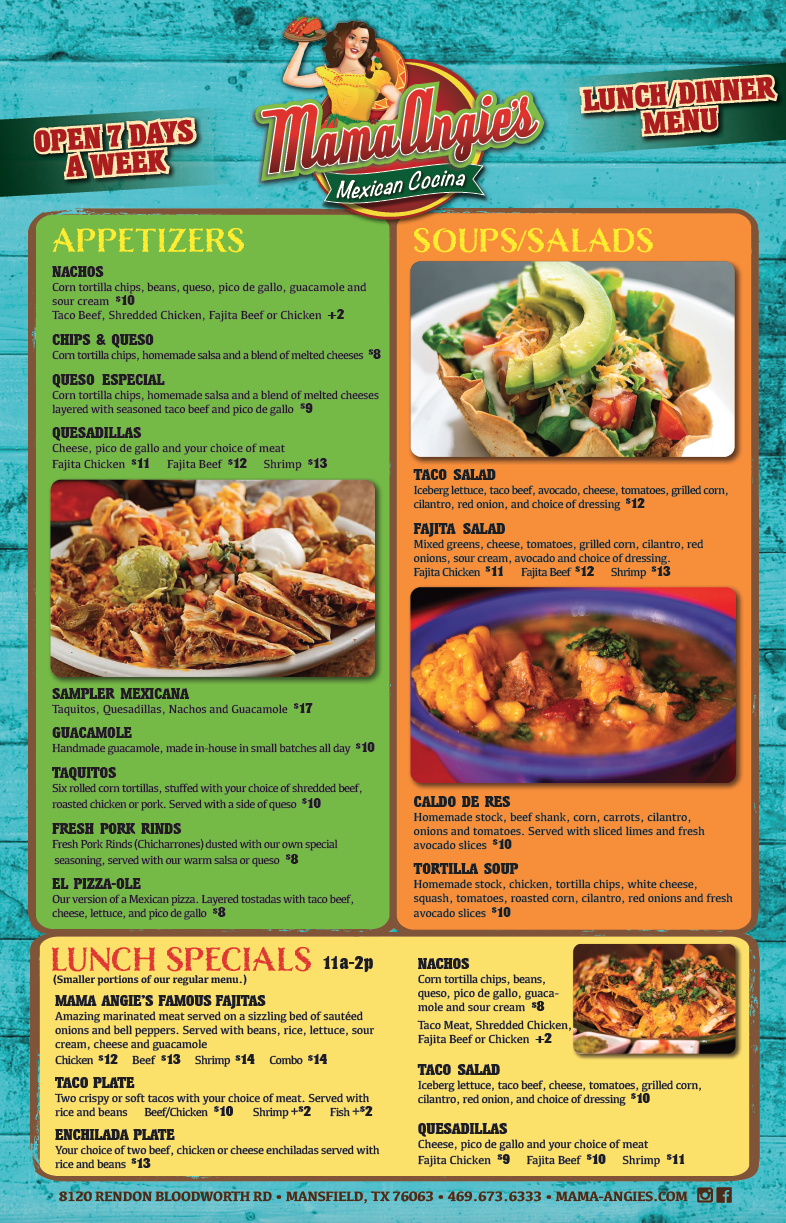 Mama Angies Mexican Cocina | restaurant | 8120 Rendon Bloodworth Rd, Mansfield, TX 76063, USA | 4696736333 OR +1 469-673-6333