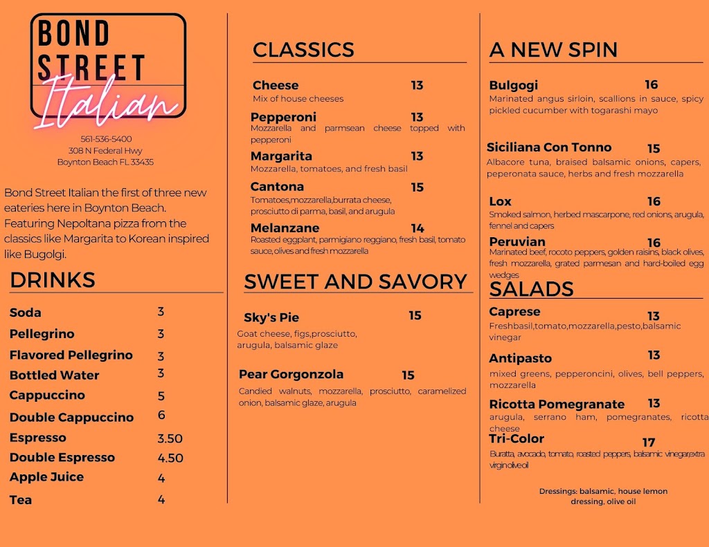Bond Street Market Italian | restaurant | 308 N Federal Hwy, Boynton Beach, FL 33435, USA | 5615365400 OR +1 561-536-5400