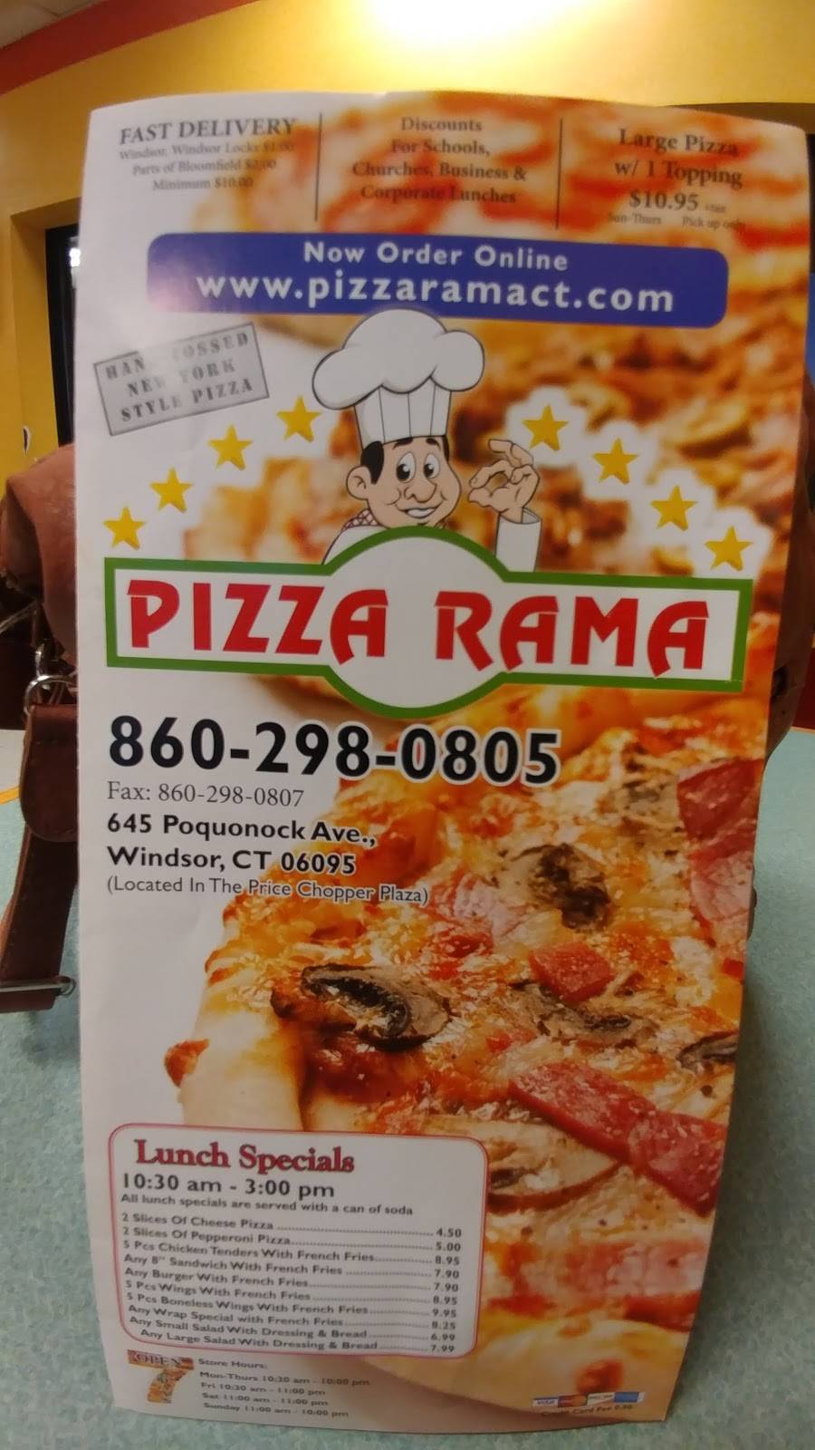 Pizza Rama | meal delivery | 645 Poquonock Ave, Windsor, CT 06095, USA | 8602980805 OR +1 860-298-0805