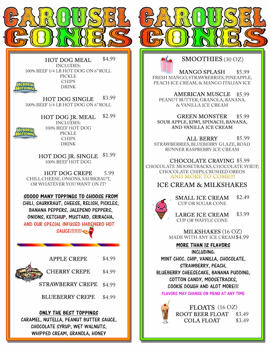 Carousel Cones | restaurant | 1006 Hanover Ave, Allentown, PA 18109, USA | 4845974496 OR +1 484-597-4496