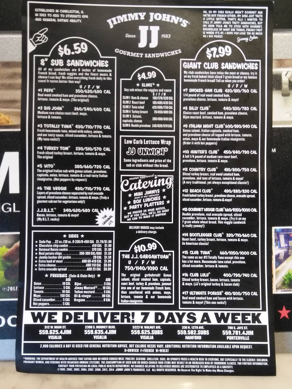 Jimmy Johns | meal delivery | 366 12th Ave Ste. 107, Hanford, CA 93230, USA | 5595827827 OR +1 559-582-7827