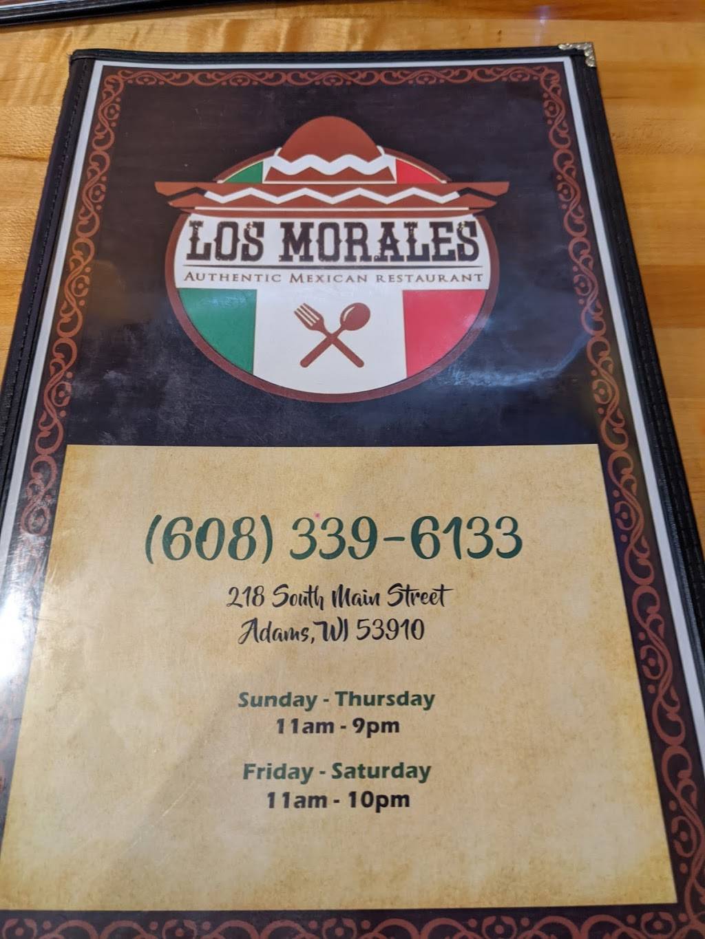 Los Morales Authentic Mexican Restaurant | meal takeaway | 218 S Main St, Adams, WI 53910, USA | 6083396133 OR +1 608-339-6133