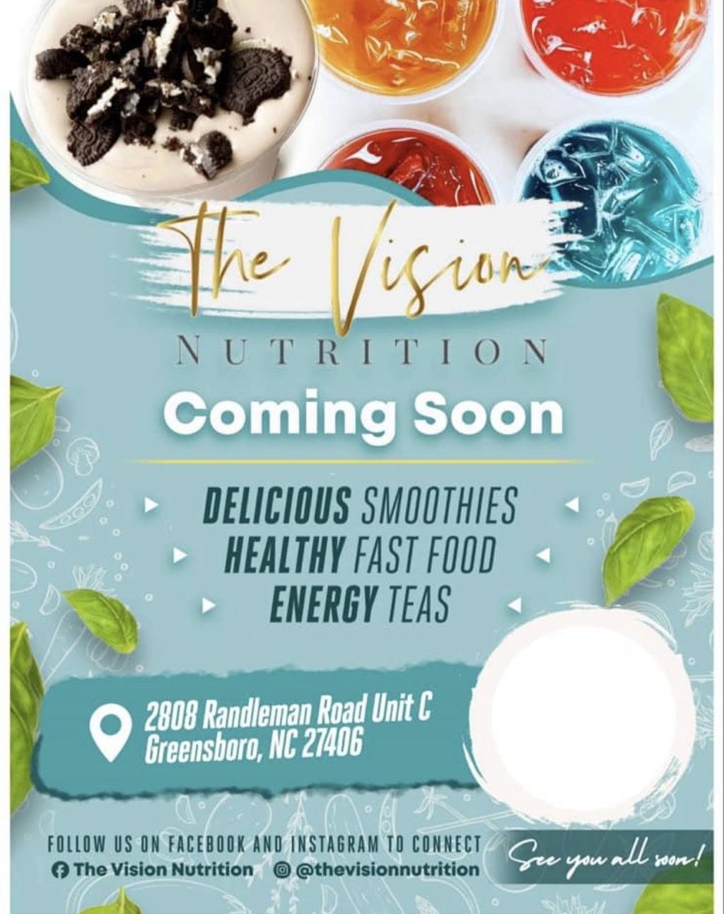 The Vision Nutrition | restaurant | 2808 Randleman Rd Suite C, Greensboro, NC 27406, USA | 3363706884 OR +1 336-370-6884