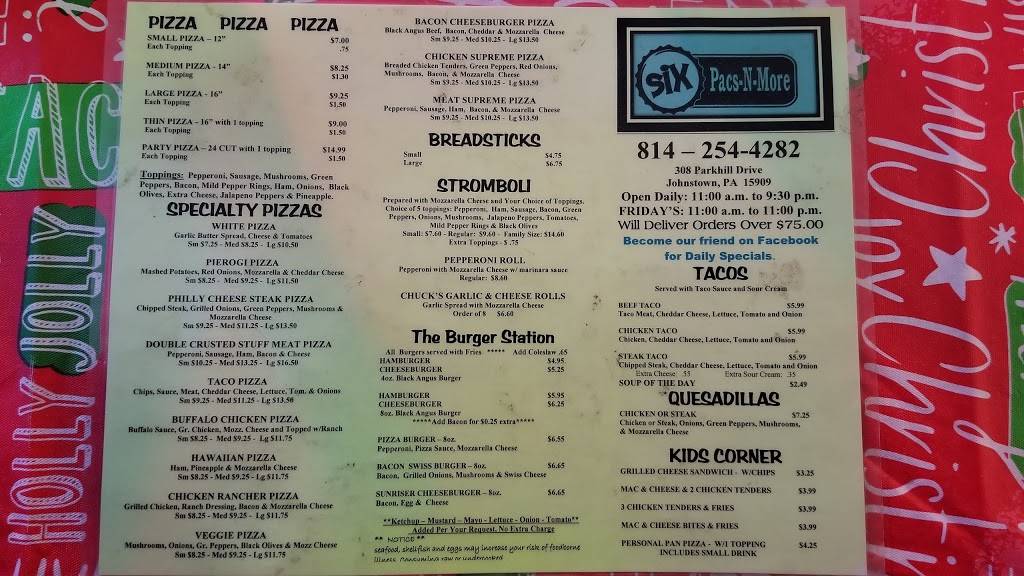 Six Pacs N More | restaurant | 308 Parkhill Dr, Johnstown, PA 15909, USA | 8142544282 OR +1 814-254-4282