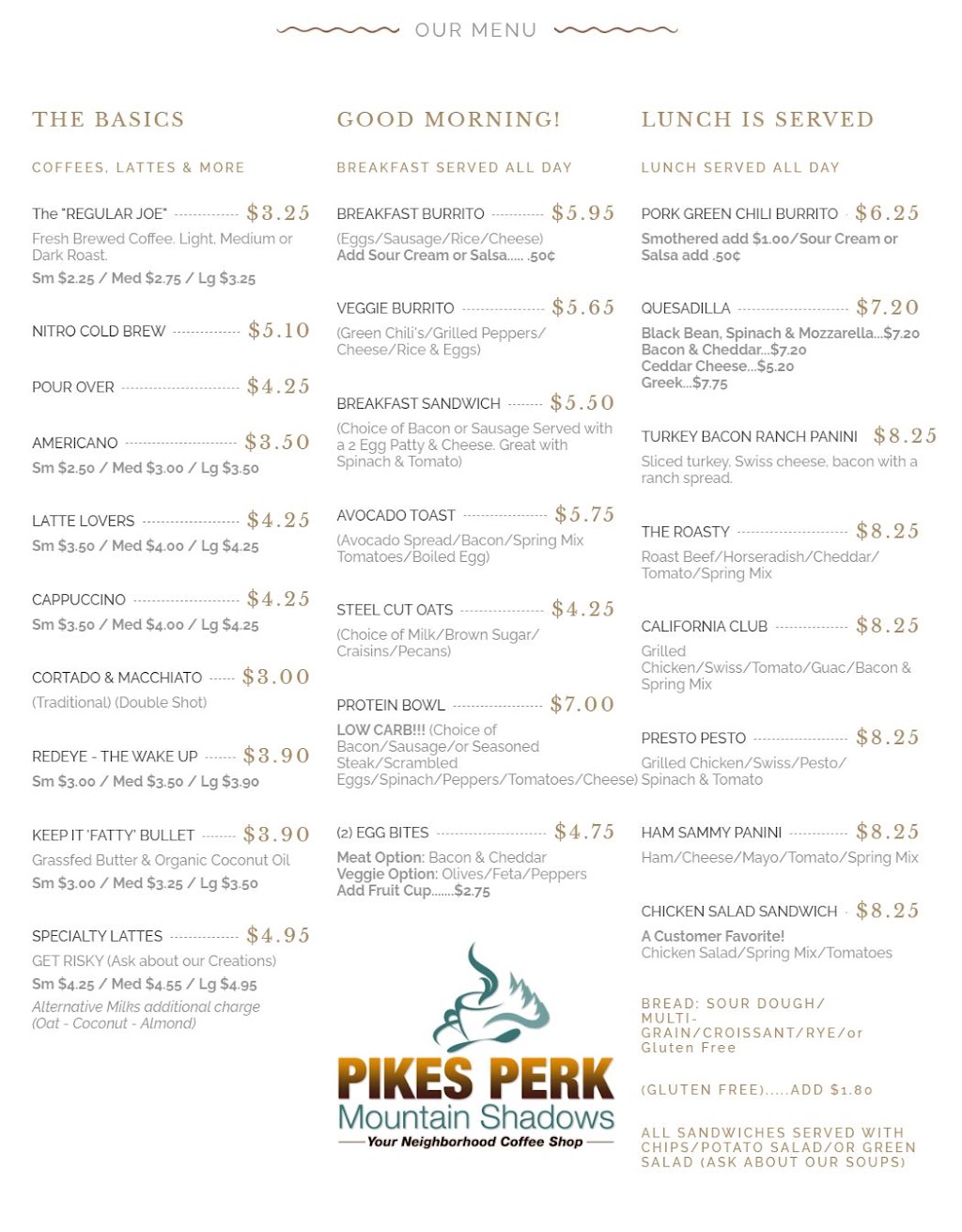 Pikes Perk Mountain Shadows | cafe | 6894 Centennial Blvd, Colorado Springs, CO 80919, USA | 7194450627 OR +1 719-445-0627