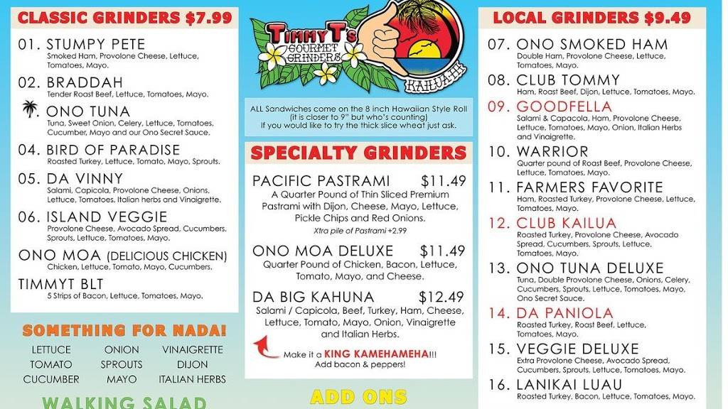 Timmy Ts Gourmet Grinders | restaurant | 1177 Bishop St, Honolulu, HI 96813, USA | 8085283333 OR +1 808-528-3333