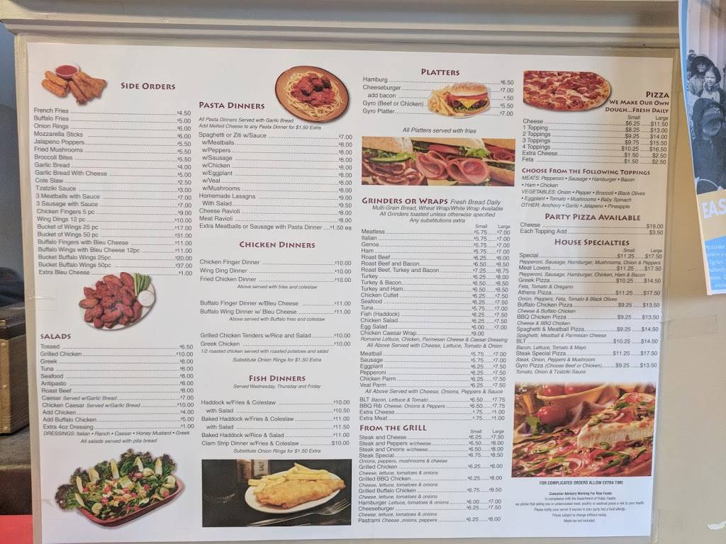 Athens Pizza | restaurant | 26 Sturbridge Rd, Brimfield, MA 01010, USA | 4132459437 OR +1 413-245-9437